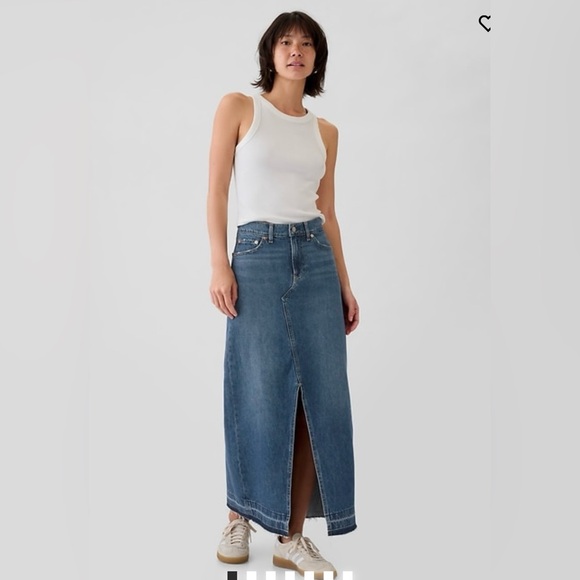 GAP Dresses & Skirts - GAP Medium Blue Denim Maxi Skirt with Front Slit